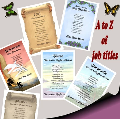 Personalised A4 Job Title Poem - A To Z Of Jobs • £4.69