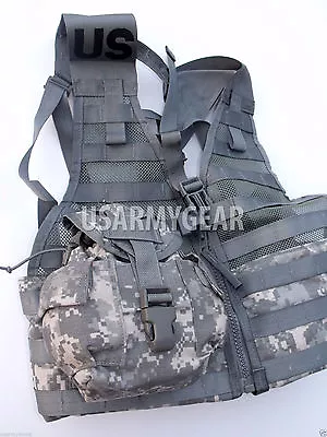 NEW US ARMY ACU MOLLE II FIGHTING LOAD CARRIER VEST FLC LBV W 2 Canteen + Cover • $71