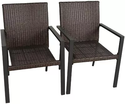BALI OUTDOORS 2 PCS Retro Classical PE Rattan Wicker Patio Chair Garden Backyard • $119