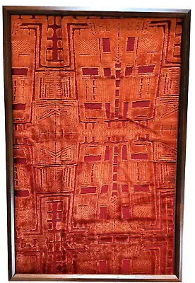 Original Textile Mid-Century Style Fiber Art 20  X 30  Vintage Wood Frame • $395