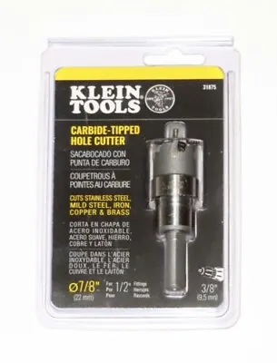 Klein Tools 7/8  Carbide-Tipped Hole Cutter For Steel Iron Copper & More • $24.95