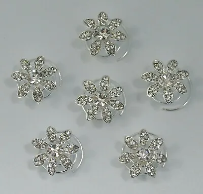 £6.95 • Buy Flower Hair Spirals/twists/springs/jewels X 6, Silver Clear Crystal/diamante. UK
