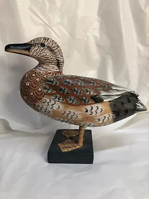 Vintage Wood Carved Hand Painted Duck On Stand • $23