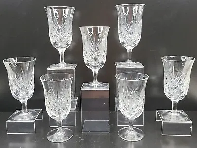7 Gorham Crystal Cherrywood Clear Iced Tea Glasses Set Vintage Cut Stemware Lot • $249.87