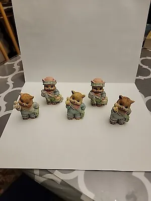 Set Of 5 Miniature Resin Dressed Up Cat Figurines • $15