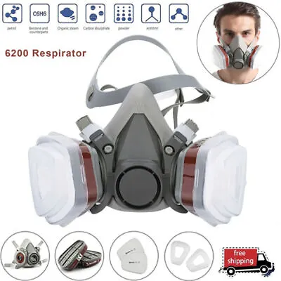 6200 Half Face Gas Mask Chemical Paint Spray Vapor Respirator Safe Filter • £7.99