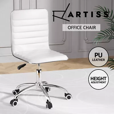 Artiss Office Chair Computer Desk Gaming Chairs PU Leather Low Back White • $64.95