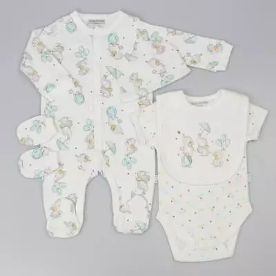 New Baby Boys Clothes Layette Gift Set 5 Piece Circus Elephants 0-3 3-6 6-9M Abg • £15.95