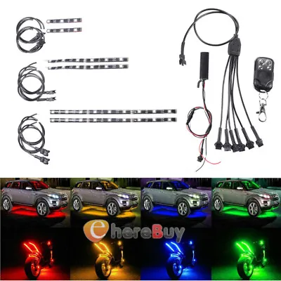 6Pcs Motorcycle RGB LED Waterproof Under Glow Lights Strip Neon Kit + Remote USA • $20.99