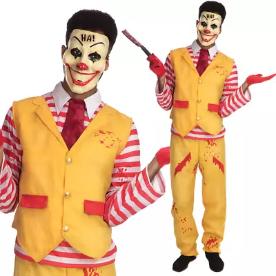 Dapper Clown Male Mens Ronald Mcdonald Halloween Horror Fancy Dress Costume • £16.99