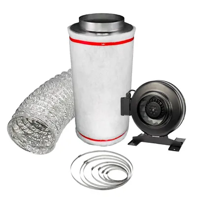 Hydroponics 5  PRO Carbon Filter Kit Odour Extraction Inline Fan Ducting 5m • £75.90