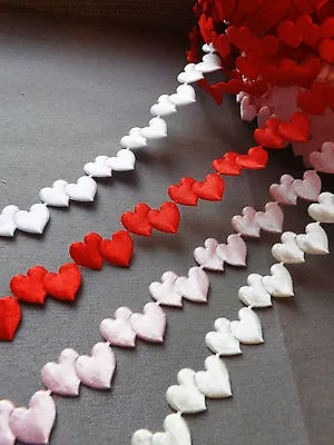  VINTAGE Satin Lil Hearts Lace Ribbon CRAFTS Card Gift Bridal Valentine Per Yard • £1.20