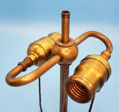 $299 • Buy Antique Brass Ball Cluster 2 HUBBELL Fat Boy Acorn Pull Chain Sockets Lamp Part