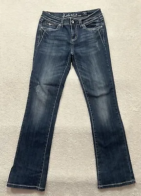 L.A. Idol Jeans USA Bootcut Women's Size 9 Faded Blue Rhine Stones Flap Pockets • $28