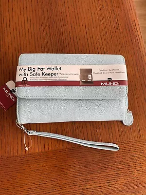 MY BIG FAT  ZIPAROUND Wallet Wristlet With Safe Keeper Light Blue • $19