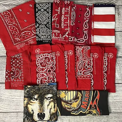 Vintage 1980s 1990s 14pc Bandana Handkerchief Bundle Lot Fast Color Made In USA • $1.25