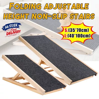 Indoor Dog Ramp Pet Cat Foldable Steps Stairs Ladder For Bed Sofa Car Adjustable • $72.45