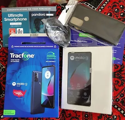  TRACFONE Motorola Moto G Play 2023 XT2271DL 32GB Blue - Excellent Condition • $35