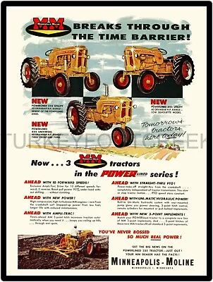 Minneapolis Moline Model 335 And 445 Tractor Ad  9  X 12  Metal Sign • $14.99