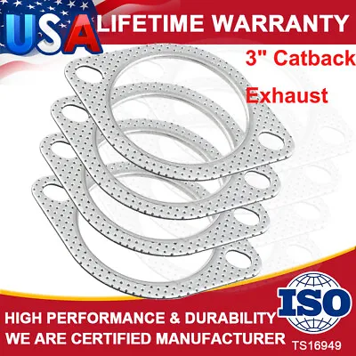 3  Catback Exhaust Header Down Pipe Manifold Collector Flange Gasket 2 Bolt 5X • $9.99