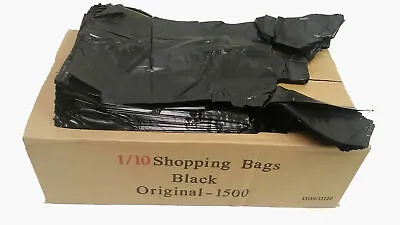 $34.99 • Buy 1500ct T-Shirt Black Plastic Bags Retail Grocery Store Shopping Carry Out Waste