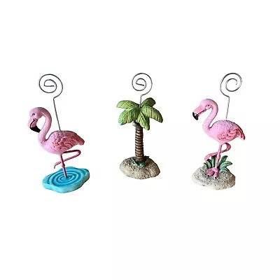 3 Single Tropical Photo Holders  -Flamingo's & Palm Tree With Metal Photo Holder • $13.53