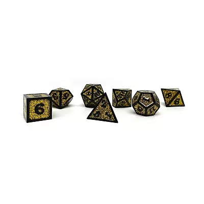 Medal Dice Poly Set Heroic Dice Of Metallic Luster - Yellow W/Black (7) New • $29.95