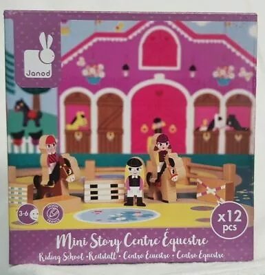 £6.99 • Buy Janod Wooden Mini Story Riding School 12 Piece Play Set 08517