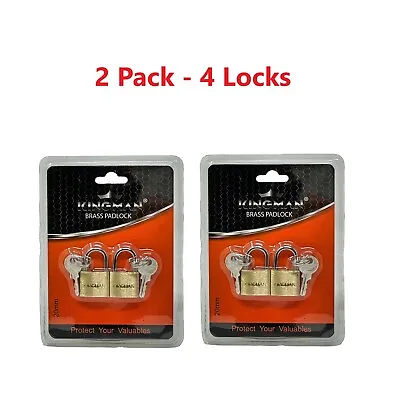 2 Pk 20mm Mini Brass Metal Padlock With Keys Travel Luggage Backpack Jewelry Box • $8.99