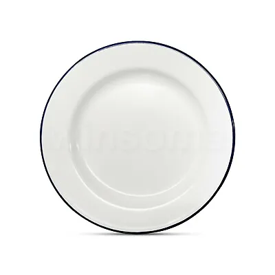 Enamel White Pie Dinner Plates Serving Roasting Baking Camping Kitchen 20/22cm • £6.74