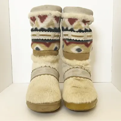 Vintage TECNICA Goat Fur Ski Chalet Winter Snow Boots Ivory Size EU 36 (US 6) • $45