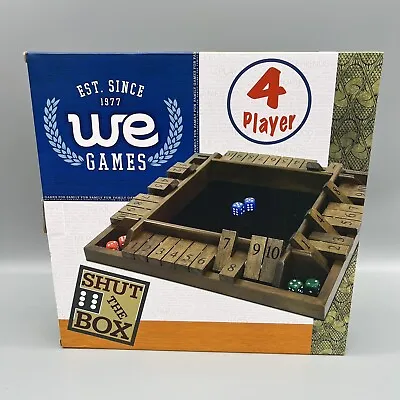 WE Games 4 Player Shut The Box Dice Game Walnut Stained Wood EUC • $16.24