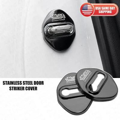 2pcs Mugen 無限 Black Stainless Steel Door Striker Cover Lock Buckle Cap Sport • $12.99