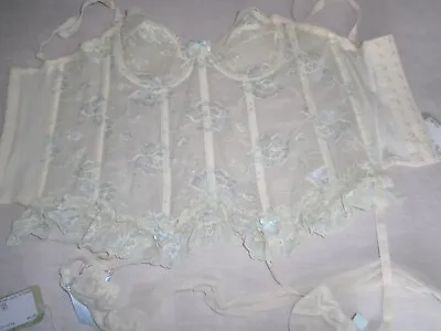 NWT~UNDERCOVER WEAR SWEET FANTASY: Lace Merry Widow Garters+Hose/Sz 34/Charming • $35.99