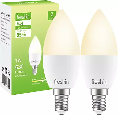 7W Light Bulb E14 FRESHIN LED Light 60 Watt Equivalent Light Bulbs 4000K Natu... • $12.44