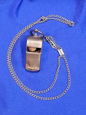 Vintage Brass Police Whistle Cork Ball Coaches Military USA With Chain • $18.99