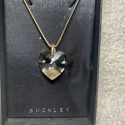 £30 • Buy Adrian Buckley Large Amber Crystal Heart Pendant 17” Chain, 2” Extender