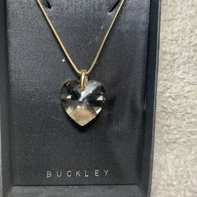 £30 • Buy Adrian Buckley Large Amber Crystal Heart Pendant 17” Chain, 2” Extender