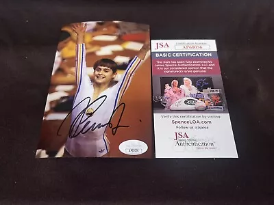 Nadia Comaneci Signed 4x6 Photo Olympic Gymnastics Legend Gold Medal JSA Auth #7 • $29.99