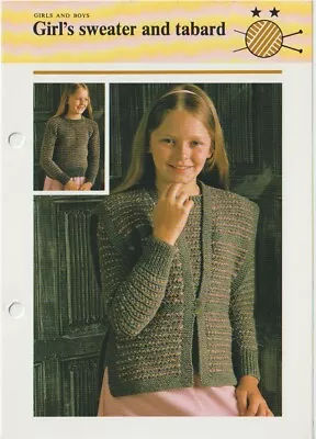 Child's Knitting Pattern Girl's Sweater And Tabard Not Reprints. • £1.30