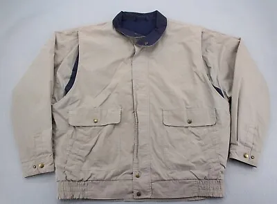 $25.27 • Buy Gant Bomber Jacket Large Tan Brown Full Zip Coat Snap Pockets Harrington Men