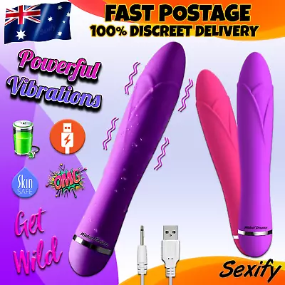 Vibrator Bullet Wand Vibrating Dildo Clit Women Large Rechargeable Adult Sex Toy • $29.95