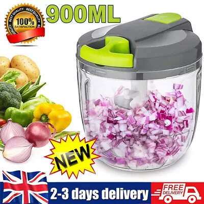 Garlic Onion Meat Grinder Speedy Chopper Hand Power Mincer Manual Food Chopper • £8.98