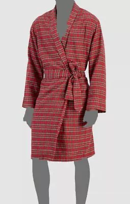 $50 Club Room Men Pajama Red Plaid Fleece Cotton Robe Lounge Sleepwear One Size • $15.18