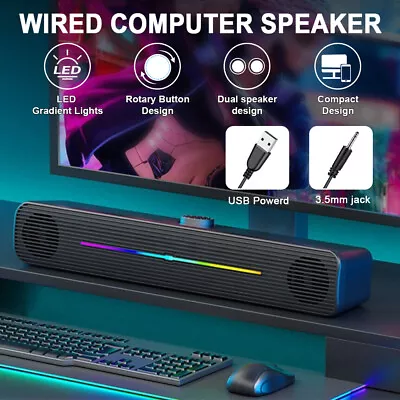 Computer Speakers Wired Speaker PC Soundbar Stereo USB Powered For Laptop Tablet • $21.35