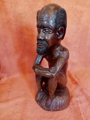 African Art Village Elder Wood Carving Vintage  • $100