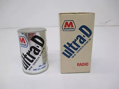 Vtg Marathon Ultra D Oil Can Advertising Transistor Radio S8008F & Box As Is • $27.95