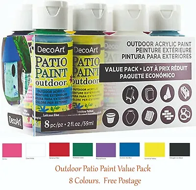 £24.50 • Buy DecoArt Outdoor Patio Garden Paint Value Pack Of 8 Acrylic Paints 2oz DASK425
