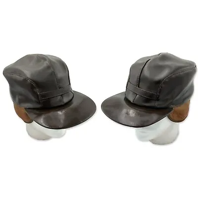 Genuine Leather VTG Winter Hat Mens Brown OSFM • $30