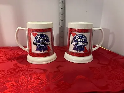 Vintage Thermo Serve Pabst Blue Ribbon Beer Insulated Mug SET OF 2  • $19.50
